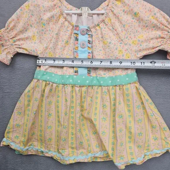 Matilda Jane Girls Floral Bird Dress Peach Pastel Cottagecore Size 6 - Picture 4 of 7